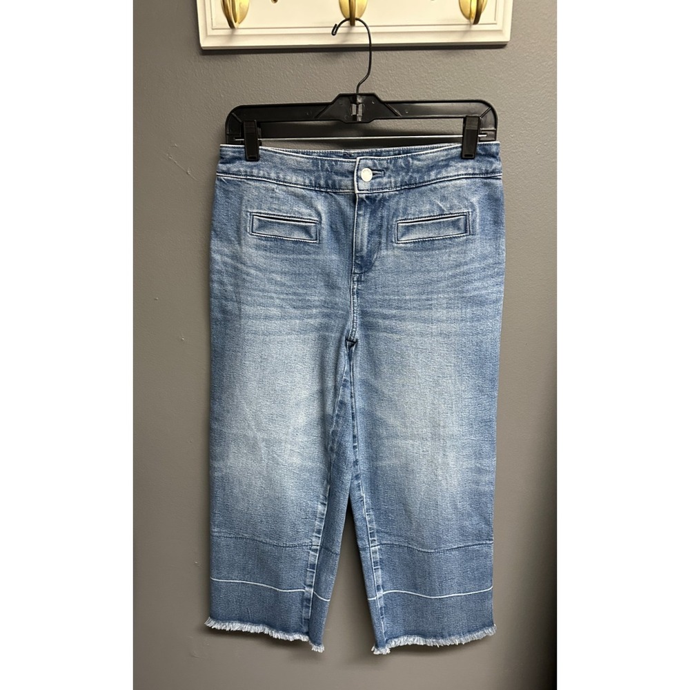 TALBOTS Womens‎ Size 4 P Wide Leg Crop Denim Jeans Petite Mattituck Wash